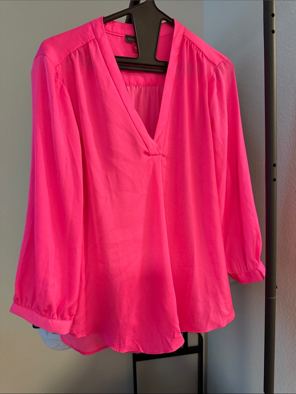 Vince Camuto Bright Pink V-Neck Blouse
